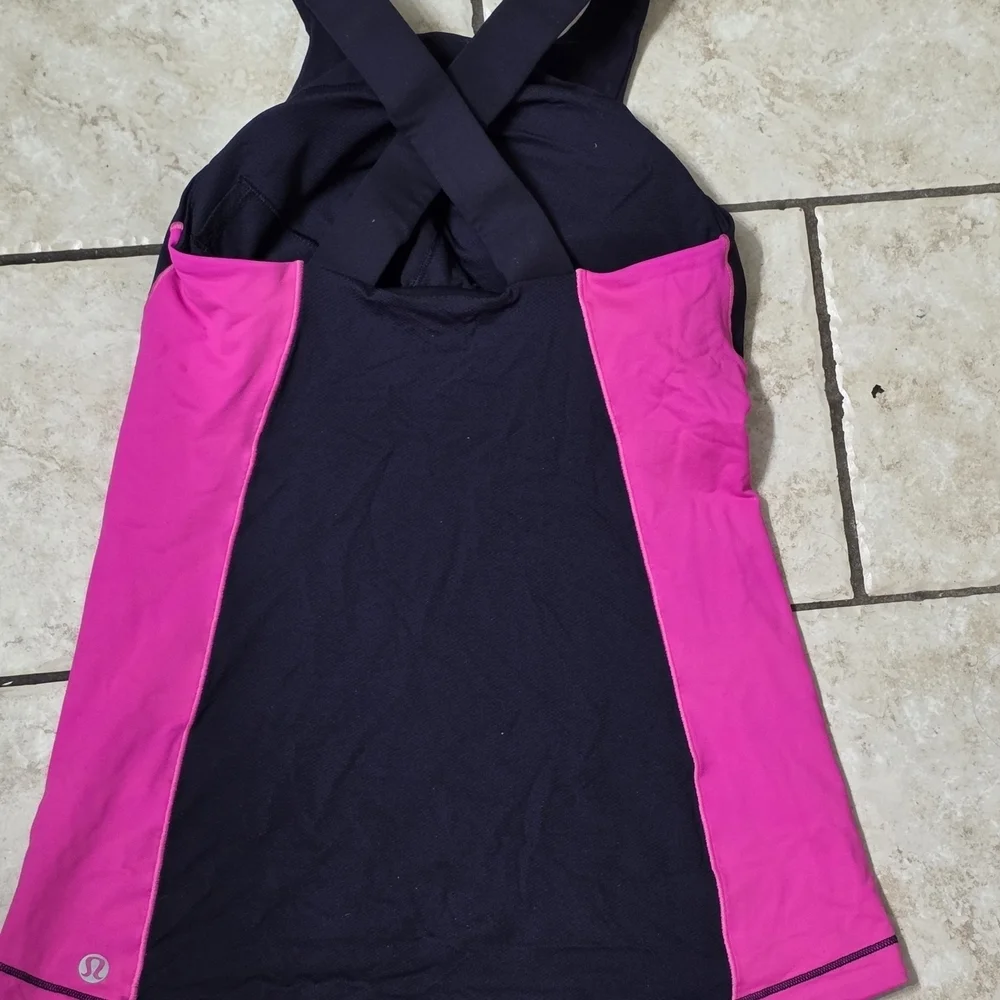 Lululemon Athletica Dark Blue and Bright Pink Tank Top